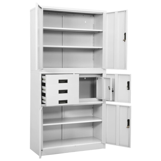 vidaXL Kontorskap hvit 90x40x180 cm stål