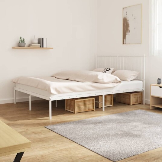 vidaXL Sengeramme i metall med hodegavl hvit 140x200 cm vidaXL Sengeramme i metall med hodegavl hvit 140x200 cm