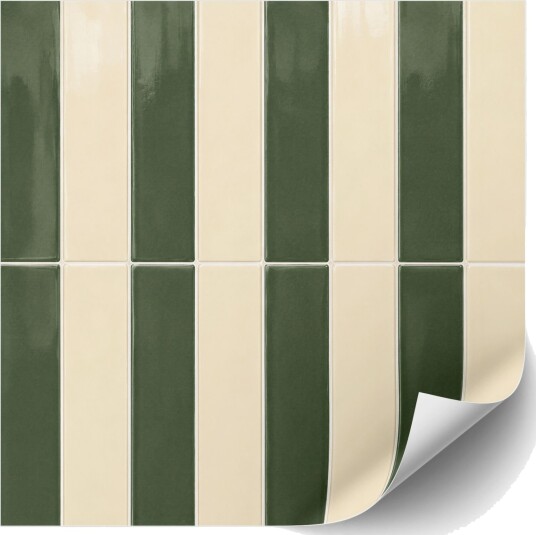 Fliseklistremerker Grønn og Beige Stripe / 24 stk