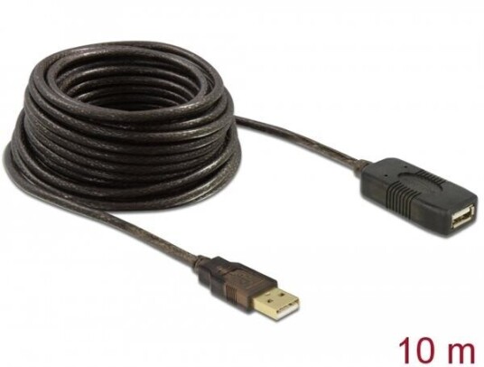 Delock 10m USB 2.0 Forlengelseskabel med Gullplater