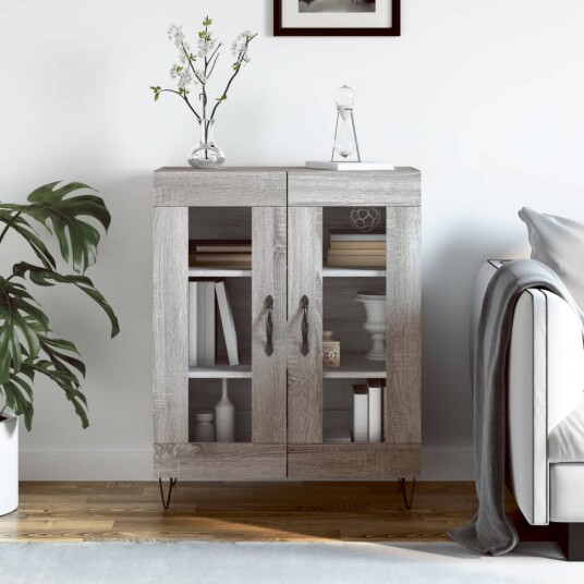 vidaXL Skjenk grå sonoma 69,5x34x90 cm konstruert tre vidaXL Skjenk grå sonoma 69,5x34x90 cm konstruert tre
