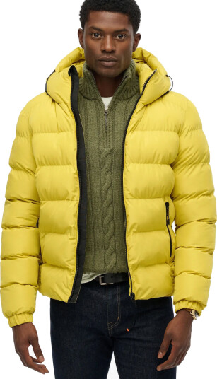 Superdry Hooded Sports Puffer Jacket - Yellow - S
