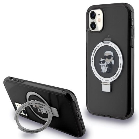 Karl Lagerfeld Hardcase med Ringstativ til iPhone 11/XR 6,1" Svart MagSafe