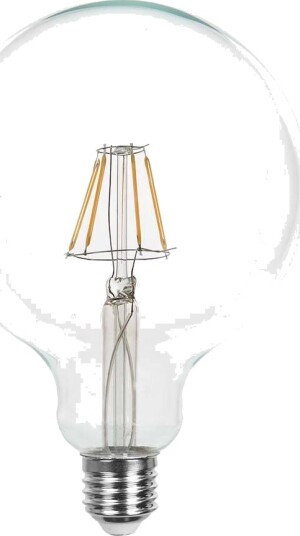 V Tac E27 10W LED filament globe pære G125 1055lm klart glass 125x173mm Kulør : Kald V Tac E27 10W LED filament globe pære G125 1055lm klart glass 125x173mm Kulør : Kald