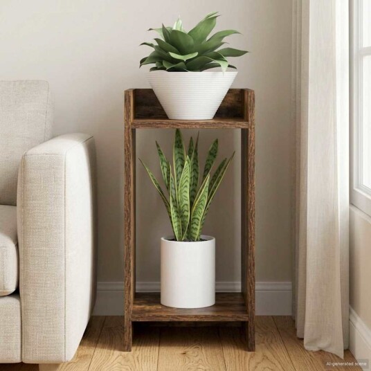 vidaXL Planteholder Røkt Eik 30 x 30 x 60 cm Konstruert tre