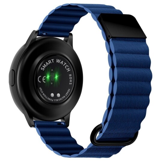 INCOVER Smartwatch-Rem 20 mm Magnetisk Litchi-Skinn - Mørk Blå / Svart