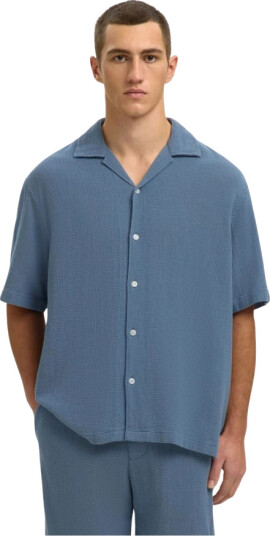 Selected Slhrlxcal Ss Shirt Resort   Blue   M