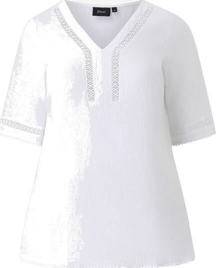 Zizzi   Linbluse vLina 1/2   Hvit