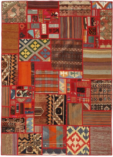 Håndknyttet. Opphav: Persia / Iran Kelim Patchwork Teppe 140x200