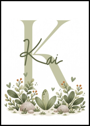 Personalized Initial Botanical Plakat / 30x40