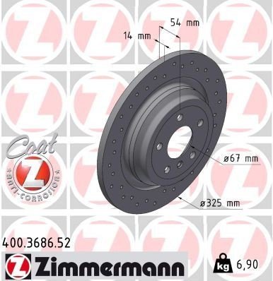 Bremseskive ZIMMERMANN 400.3686.52 Bremseskive ZIMMERMANN 400.3686.52