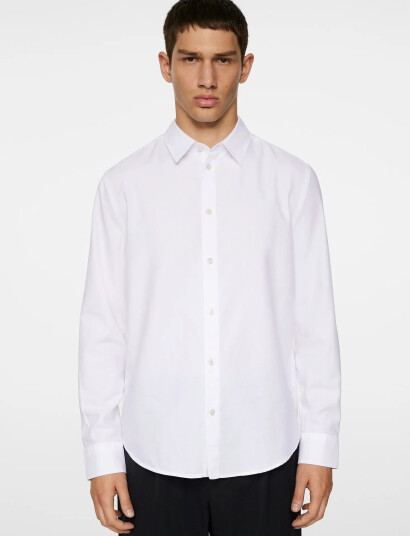 J. Lindeberg Slim Ls Cotton Tencel Shirt - White - XXL