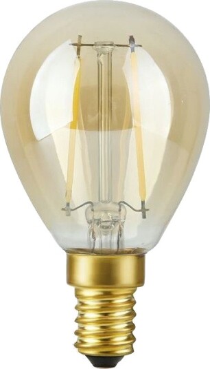 Spl E14 2,9W dimbar LED kronepære G45 filament 2200K gullglass 250lm Dimbar : Dimbar Kulør : Ekstra varm Spl E14 2,9W dimbar LED kronepære G45 filament 2200K gullglass 250lm Dimbar : Dimbar Kulør : Ekstra varm