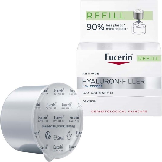 Eucerin Hyaluron-Filler Dagkrem med 3x Effekt for Tørr Hud SPF 15 Refill 50 ml Eucerin Hyaluron-Filler Dagkrem med 3x Effekt for Tørr Hud SPF 15 Refill 50 ml
