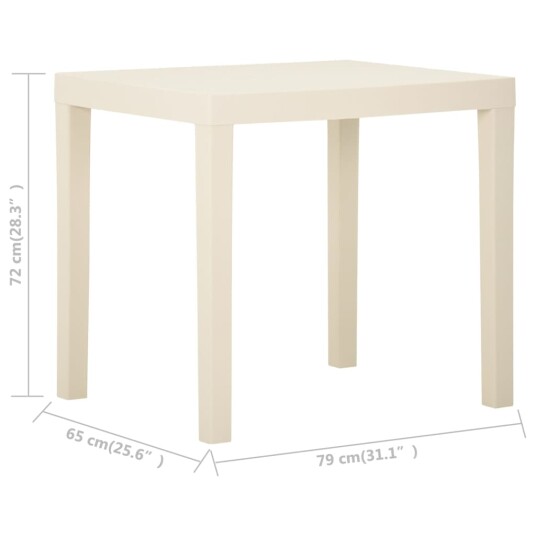 vidaXL Hagebord hvit 79x65x72 cm plast