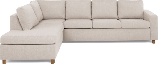 Crazy 4 seters Venstrevendt L formet Sjeselongsofa i Stoff Beige