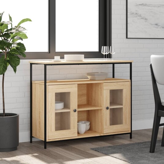 vidaXL Skjenk sonoma eik 100x35x80 cm konstruert tre vidaXL Skjenk sonoma eik 100x35x80 cm konstruert tre
