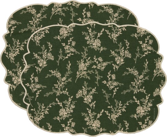 Decotique Gia bordbrikke blomst 35 x 45 cm 2 pakning grønn