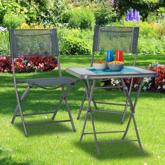 Sammenleggbart hagebord med glassplate Sammenleggbart hagebord med glassplate