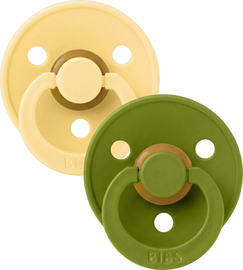 BIBS Pacifier Colour Latex Pale Butter/Wasabi Size 1 2pcs