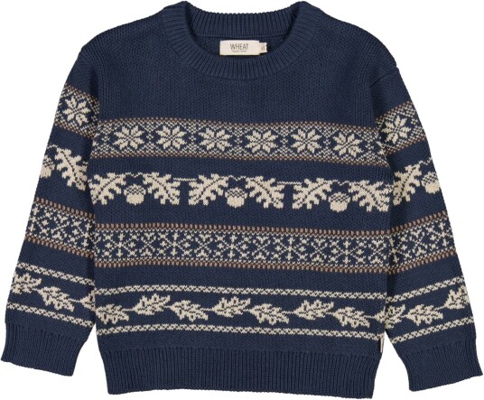 Wheat Jacquard Pullover Julius Sea Storm (116 / 6 år)