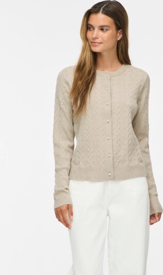 Vila Vikerry Cable L/S Knit Cardigan Noos Beige L