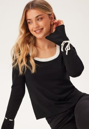 Happy Holly Knitted Bow Sweater  Black/Cream 36/38