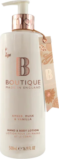 Boutique Hand & Body Lotion 500ml Amber Musk & Vanilla Boutique Hand & Body Lotion 500ml Amber Musk & Vanilla
