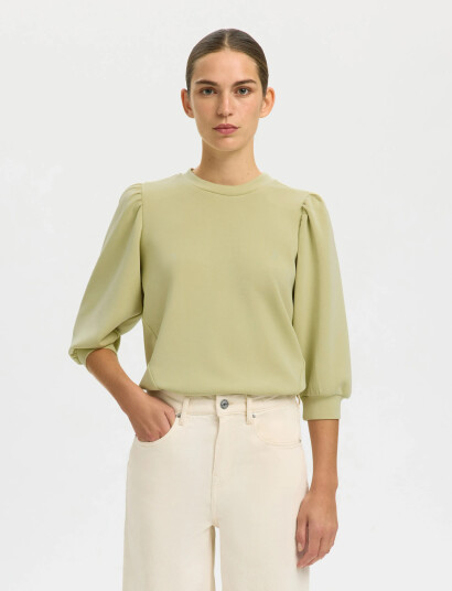 Selected Slftenny 3/4 Sweat Top Noos   Green   S