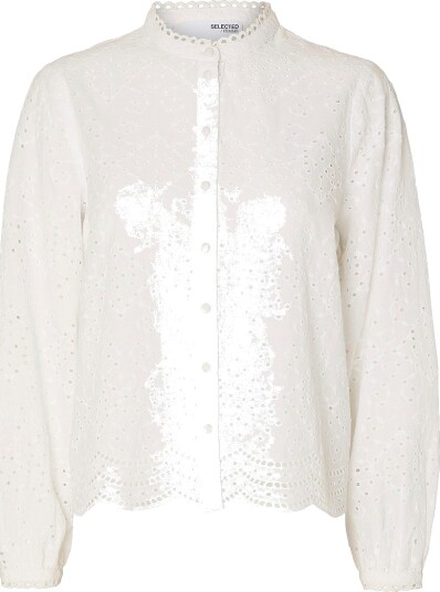 Selected FEMME - Skjorte slfTatiana L/S Embr Shirt - Hvit