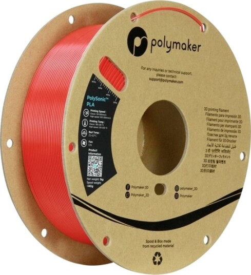 Polymaker Polysonic™ Pla Rød High Speed Filament 1.75 Mm 1 Kg (Pa12005)