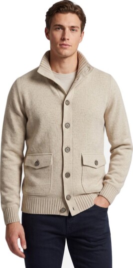 Gran Sasso Cardigan felted cashmere 48 beige herre