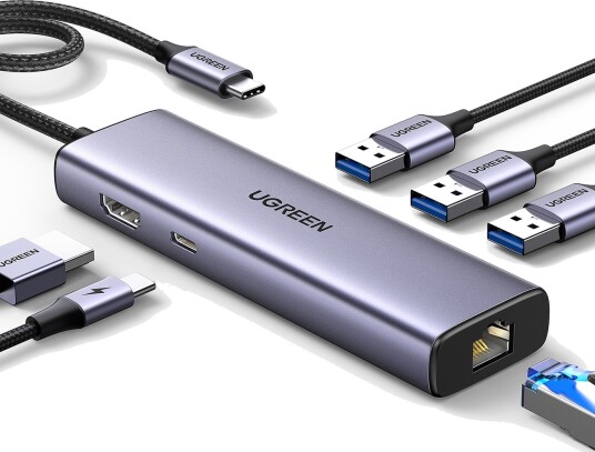 Ugreen 6-i-1 USB-C Hub med 4K HDMI, 3x USB 3.0 og Ethernet RJ45 Ugreen 6-i-1 USB-C Hub med 4K HDMI, 3x USB 3.0 og Ethernet RJ45