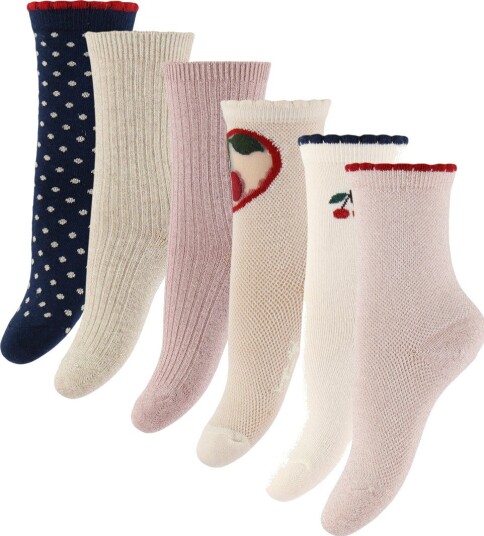Konges Sløjd Sokker   6 pack   Multi Glitter   Konges Sløjd   33/35   Sokker Beige Hvit Marineblå Rosa   33 35