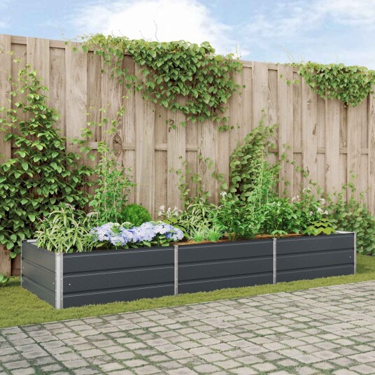 vidaXL Plantekassed Antrasitt 290 x 100 x 45 cm Galvanisert Stål