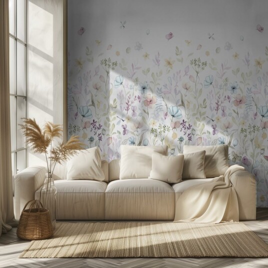 Tapet   Pastellblomstermønster