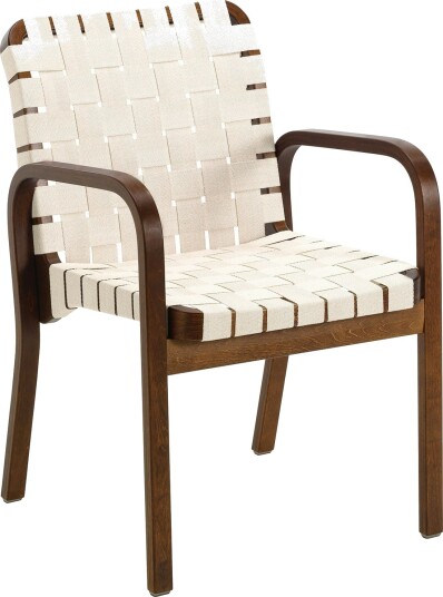 Artek Armchair 45 Lenestol Mørkmalt Bjørk / Hvitt Vevet Bånd Artek Armchair 45 Lenestol Mørkmalt Bjørk / Hvitt Vevet Bånd