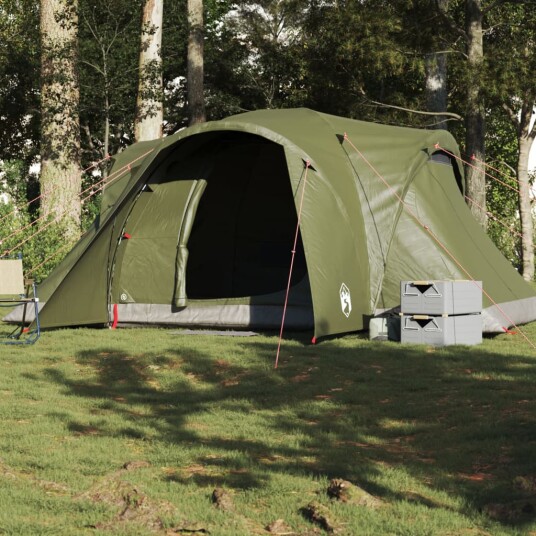 Kuppeltelt for camping 6 personer olivengrønn vanntett