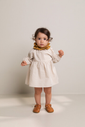 MarMar Kjole Dawson Cotton Seersucker Grey Sand Gingham (92 / 2 år)