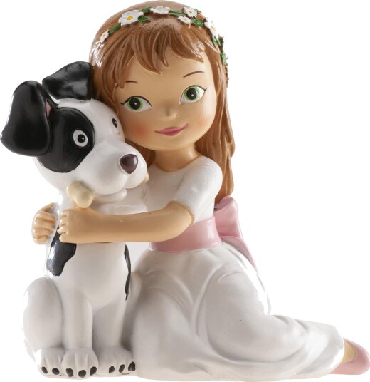 Kaketopp Konfirmant – Jente Og Hund 16cm Kaketopp Konfirmant – Jente Og Hund 16cm
