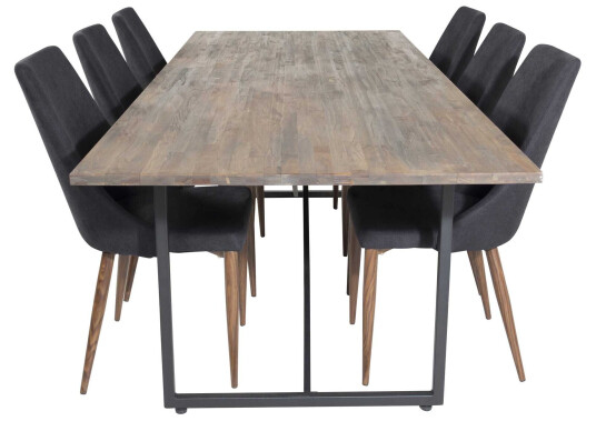 Venture Design Padang & Leone spisegruppe Natur/svart 6 st stoler & bord 250 x 100 cm Venture Design Padang & Leone spisegruppe Natur/svart 6 st stoler & bord 250 x 100 cm