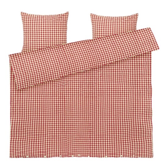 Juna Bæk&bølge sengetøy 220x220 cm rød/gul Juna Bæk&bølge sengetøy 220x220 cm rød/gul