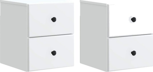 Vegghengt Nattbord 2 pcs Hvit 34,5 x 33 x 40 cm Konstruert tre