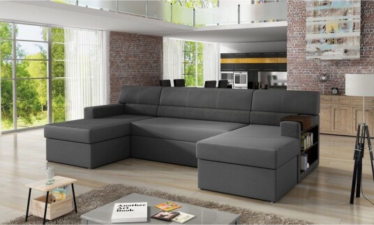 Seksjon Eltap Markos 310x159x90 cm Soft 29 Dora 96 Grå Sort Høyre
