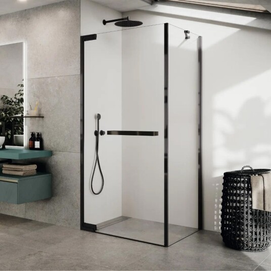 Novellini N180 FG Sidefastfelt 80-120cm Grafittgrå / 90cm Klart Glass