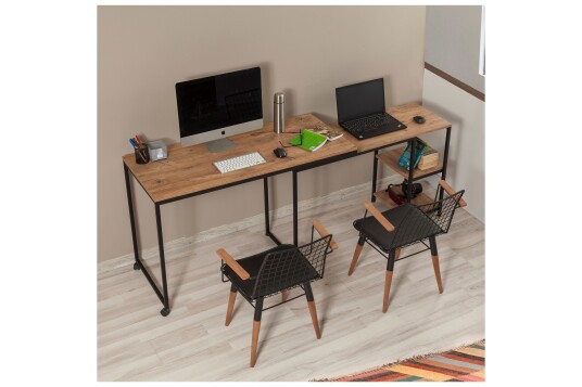 Skrivebord Berat 127 cm med Oppbevaringshyller Natur/Svart