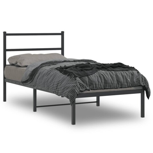 vidaXL Sengeramme i metall med hodegavl svart 90x190 cm 8721012302549 vidaXL Sengeramme i metall med hodegavl svart 90x190 cm 8721012302549
