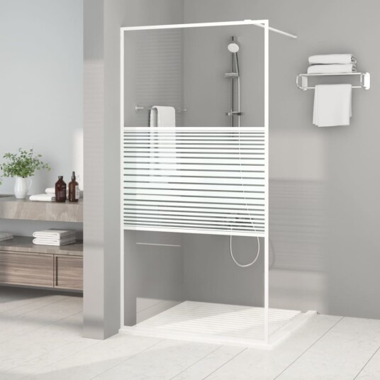 Dusjvegg hvit 100x195 cm klart ESG-glass