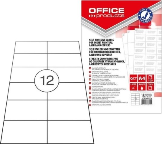 Office Products Etiketter A4 105X48 Mm Hvit 100