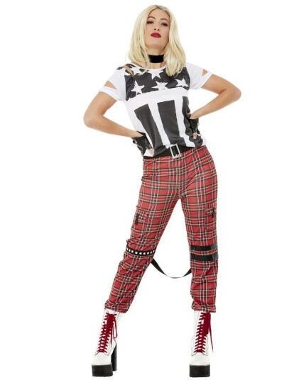 Punk Rocker Kostyme til Dame 2 Deler Strl XS
